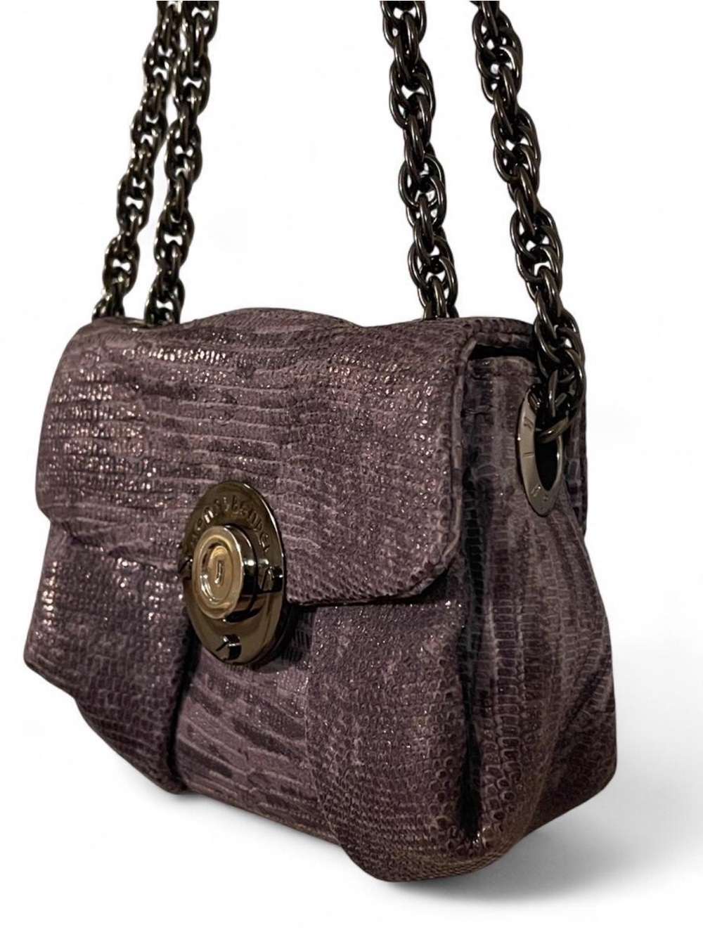 RARE Henri Bendel Milliner Genuine Lizard Mini Chain Bag Grey - Picture 5 of 8